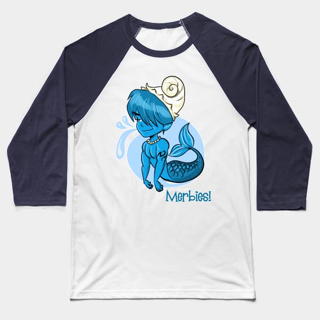 Aqua Blue Merbie Baseball T-Shirt by JoeBoy101